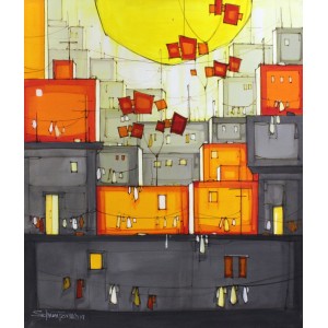 Salman Farooqi, 30 x 36 Inch, Acrylic on Canvas, Cityscape Painting, AC-SF-251